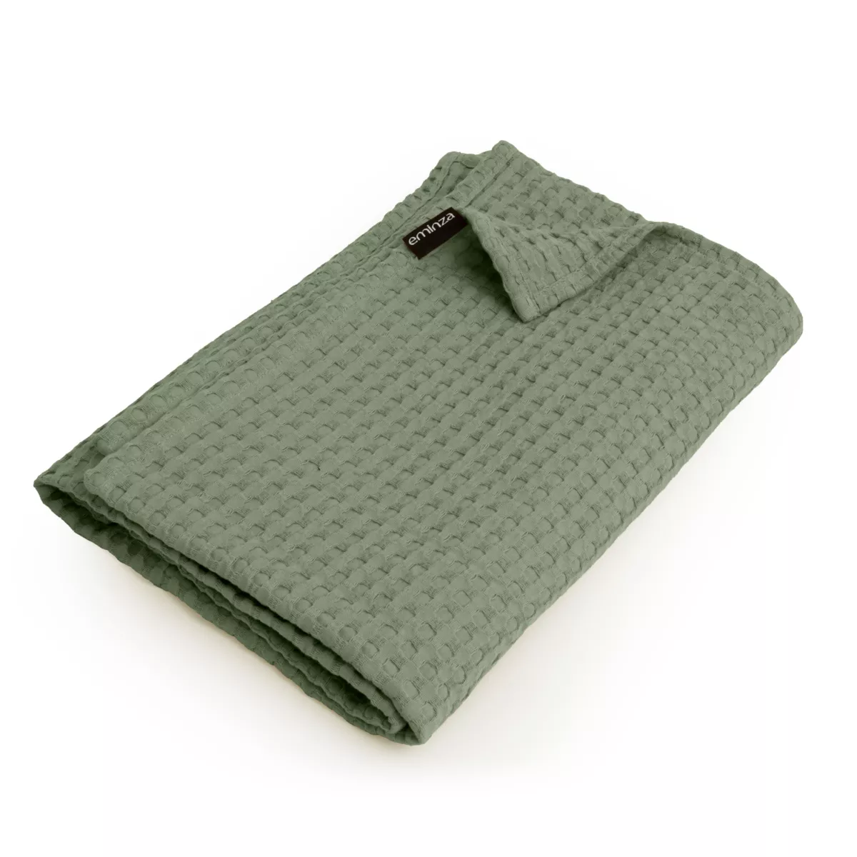 Jeté de lit coton nid d'abeille (130 x 160 cm) Maya Vert romarin