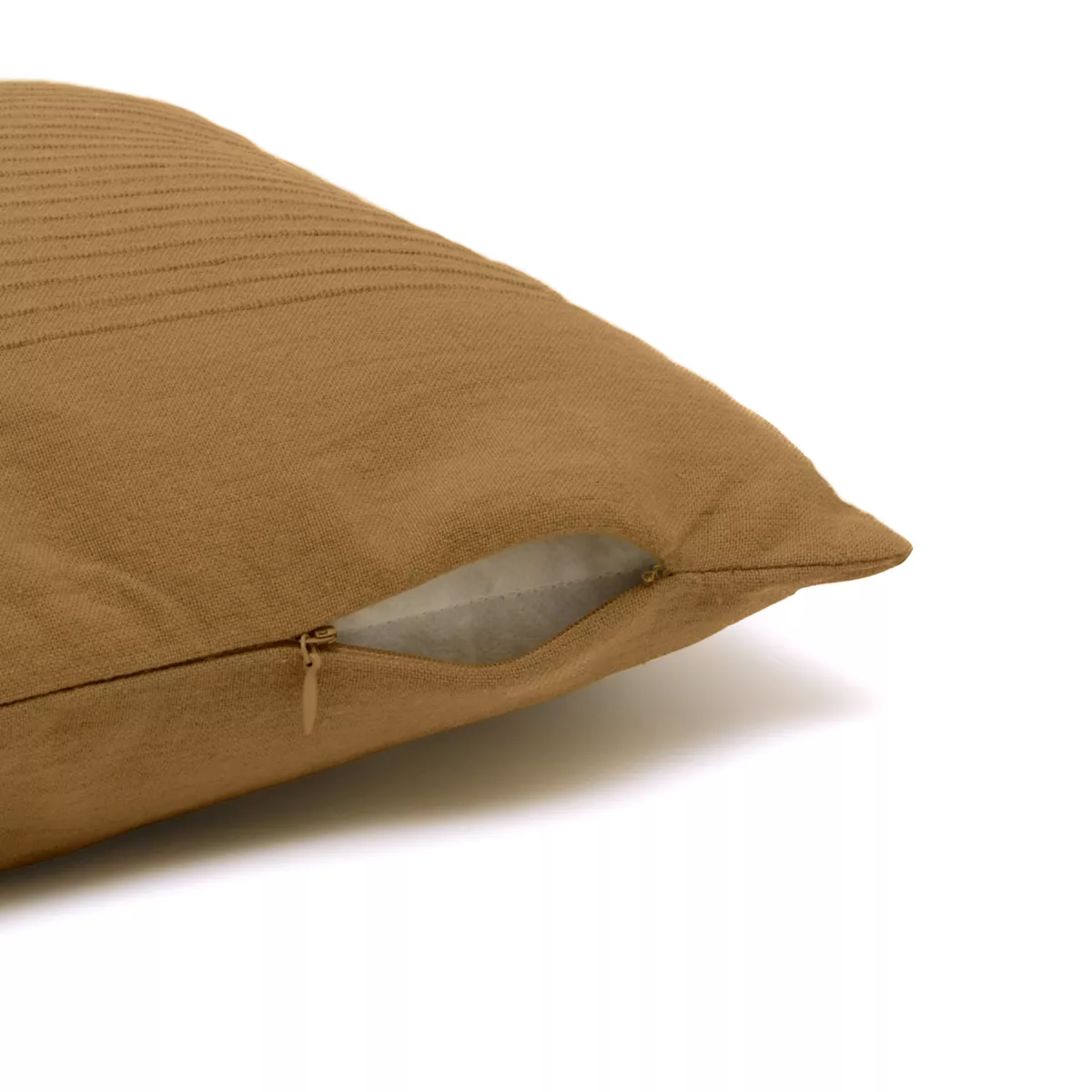 Housse de coussin carrée coton tissé (40 x 40 cm) Léa Camel