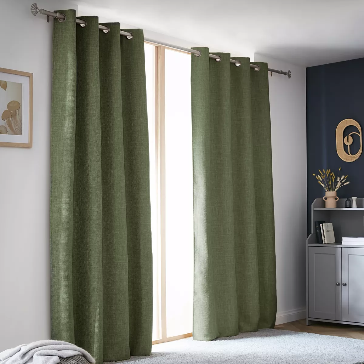 Cortina oscurecedora térmica (140 x 240 cm) Alba Verde caqui