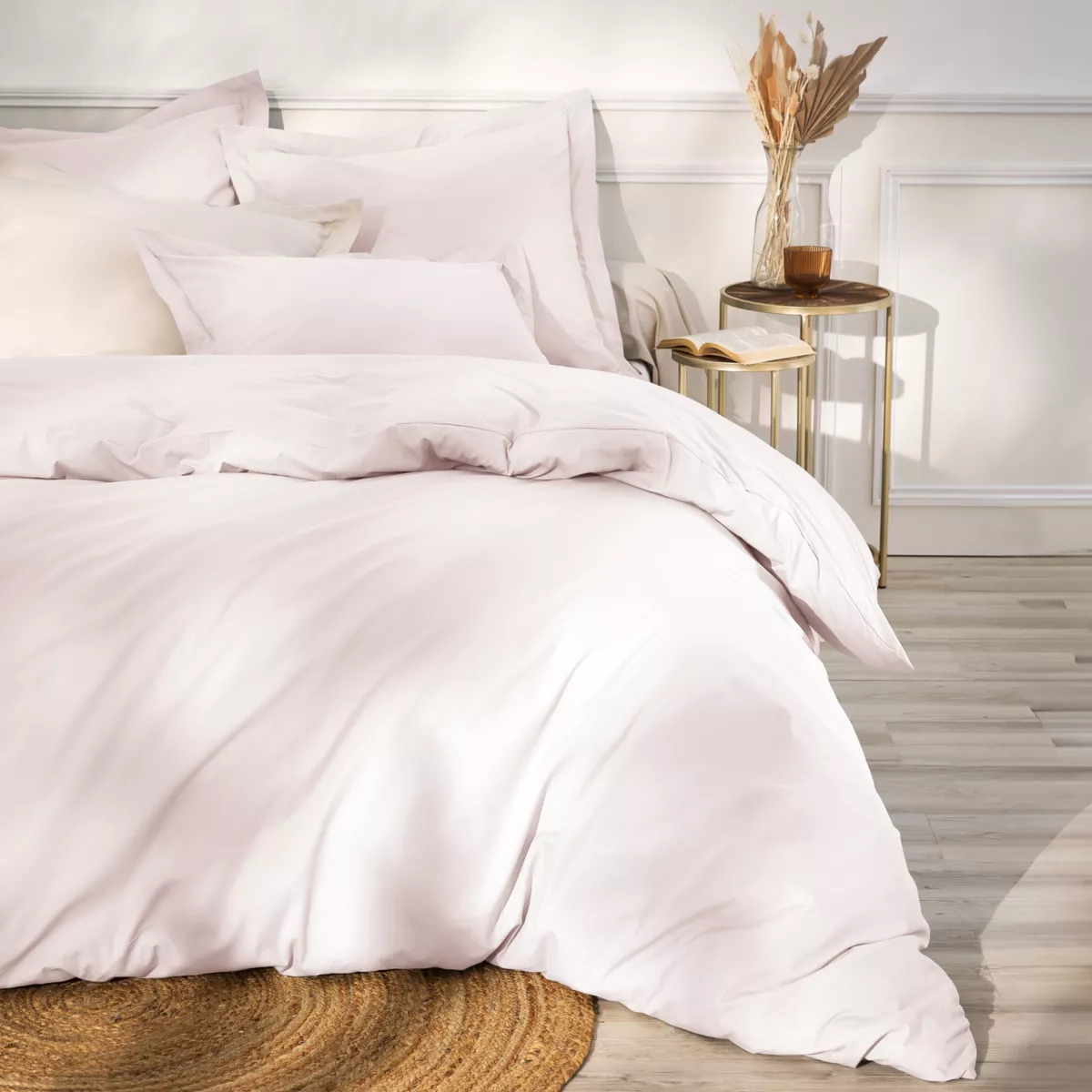 Housse de couette percale de coton (240 x 220 cm) Cali Rose poudré