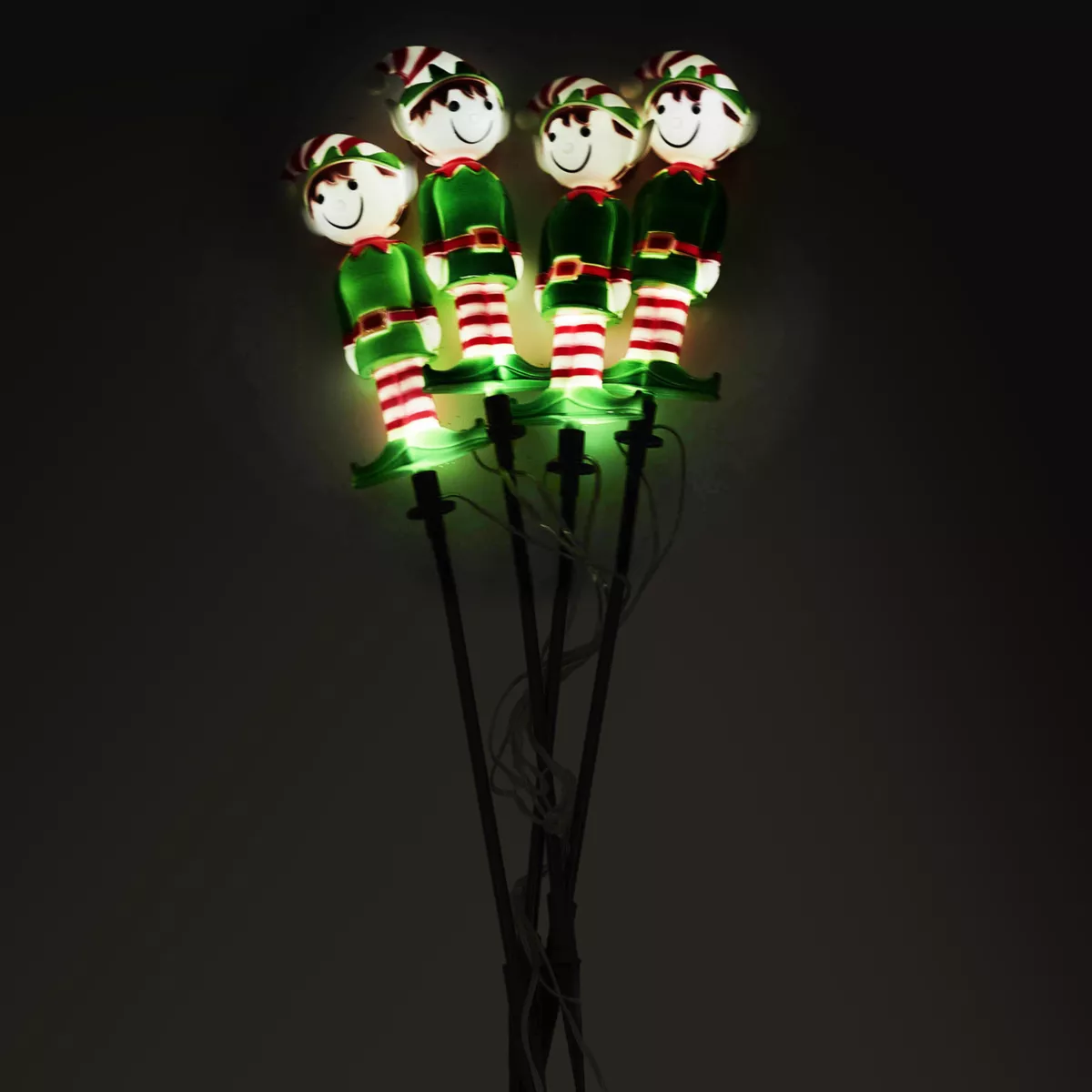 Set von 4 Solarspießen (H40 cm) Beleuchteter schelmischer Kobold Warmweiß
