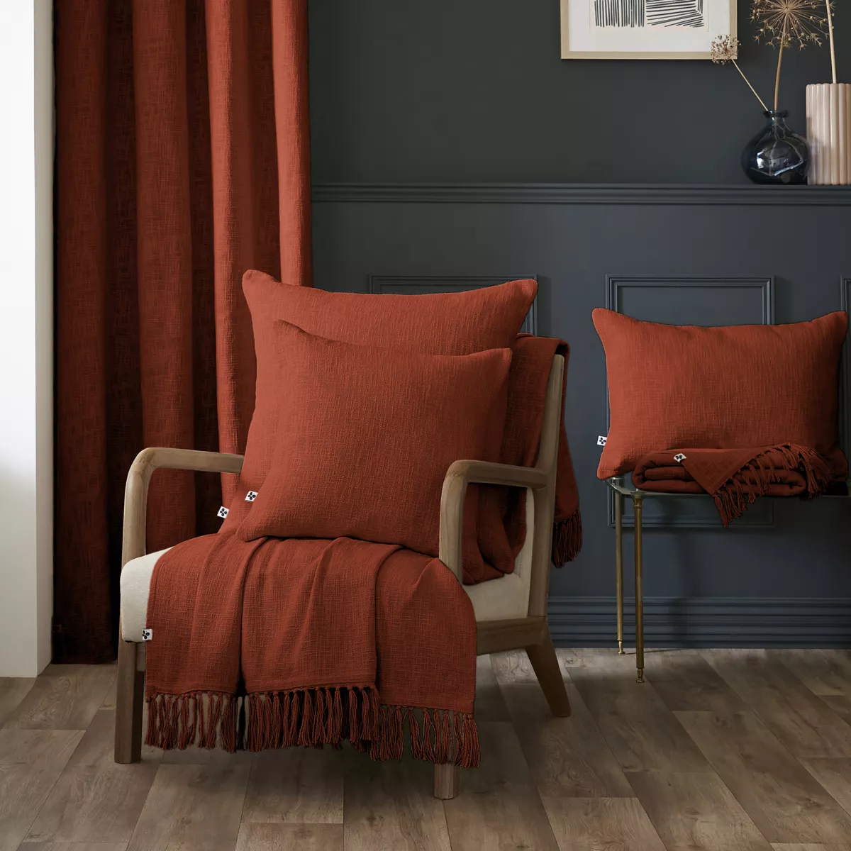 Coussin dŽhoussable 45 x 45 cm Slub SIXTINE Terracotta