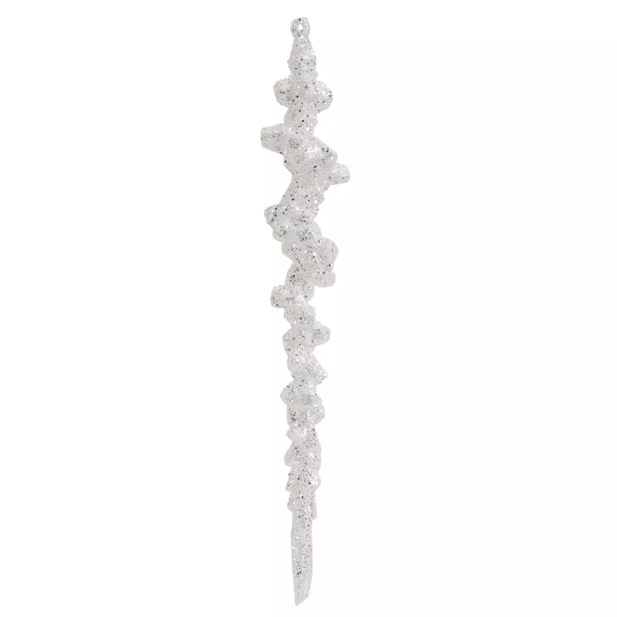 Stalactite à suspendre (H25 cm) Glace Blanc pailleté