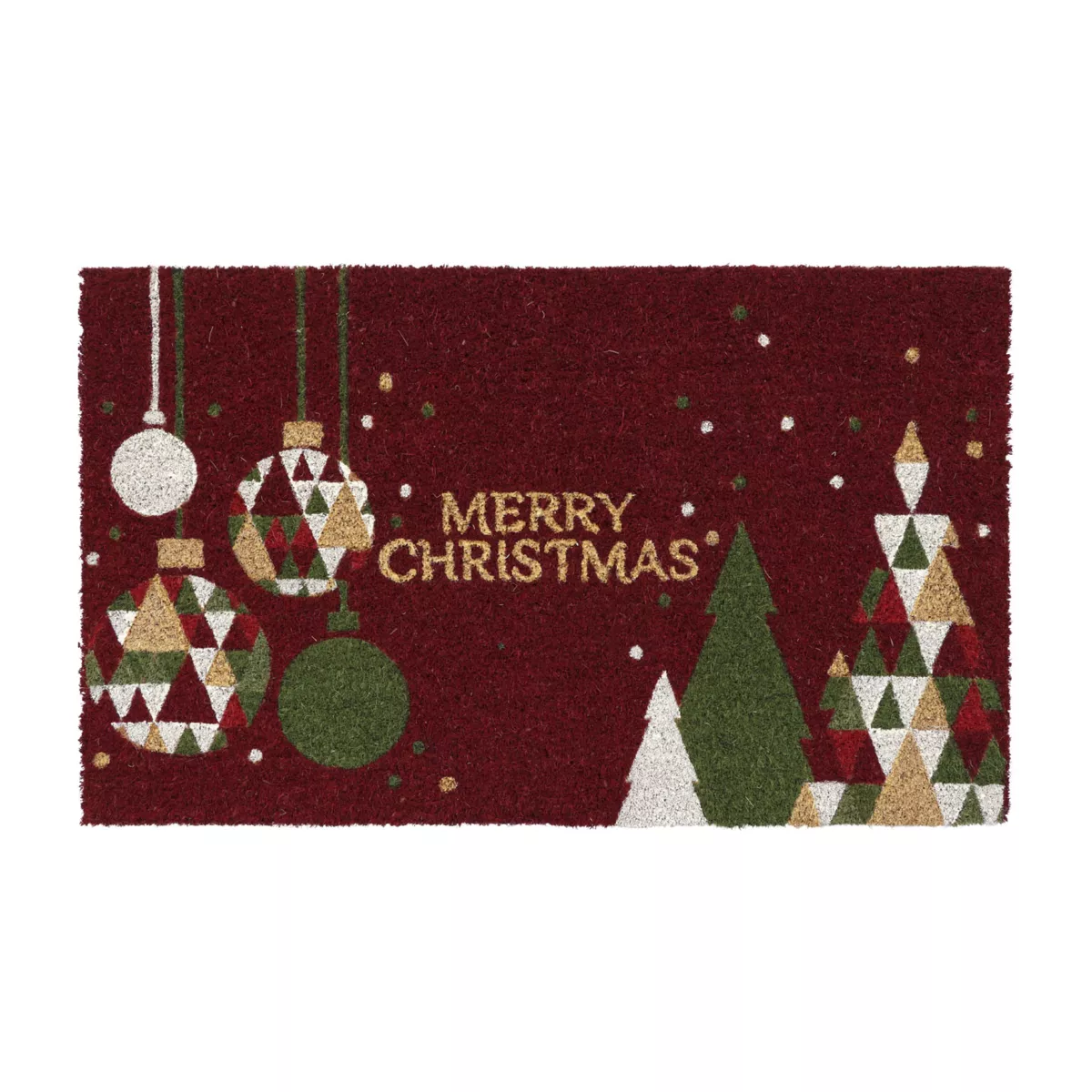 Paillasson de Noël coco (45 x 75 cm) Merry Christmas Bordeaux