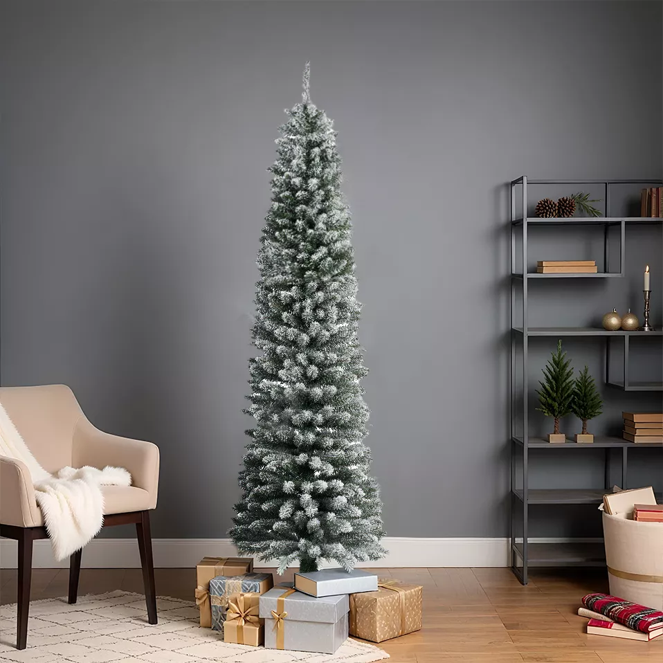 Sapin artificiel de Noël Narrow H120 cm Vert enneigé