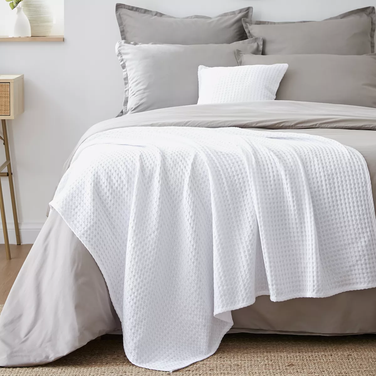 Colcha decorativa algodón nido de abeja (130 x 160 cm) Maya Blanca