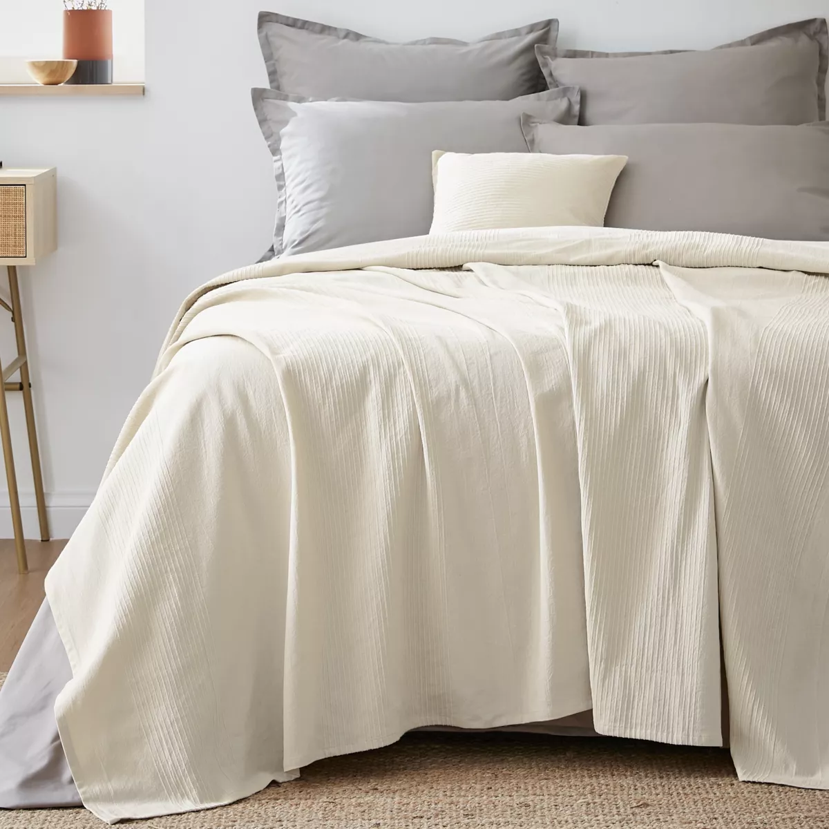 Tagesdecke Baumwolle gewebt (180 x 220 cm) Léa Beige