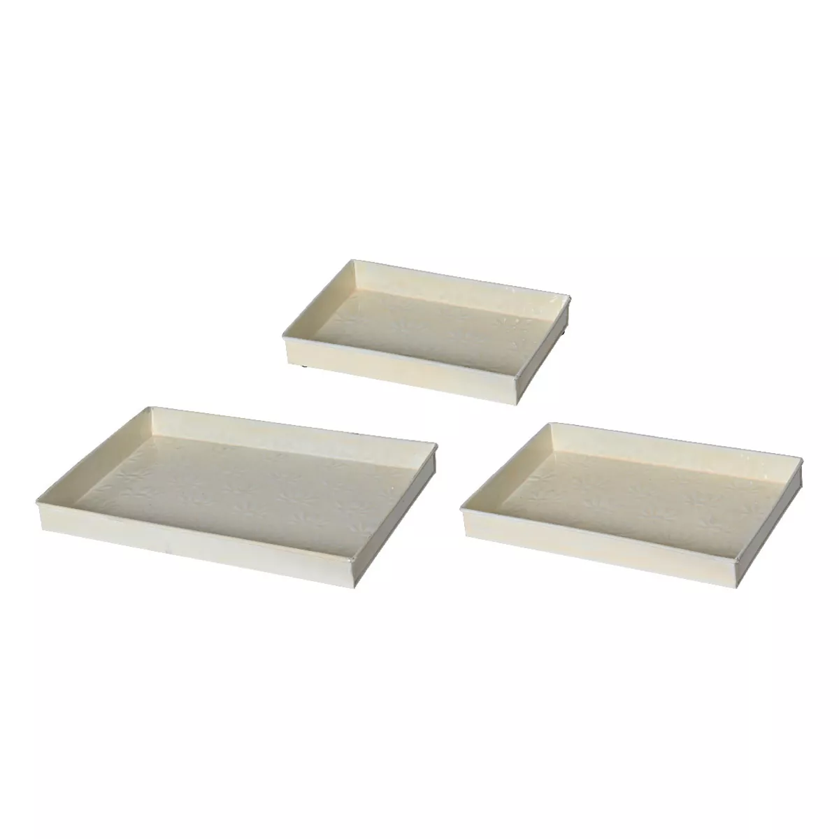 Set di 3 vassoi decorativi (34 x 24 cm) Fiori di Ésmée Crema