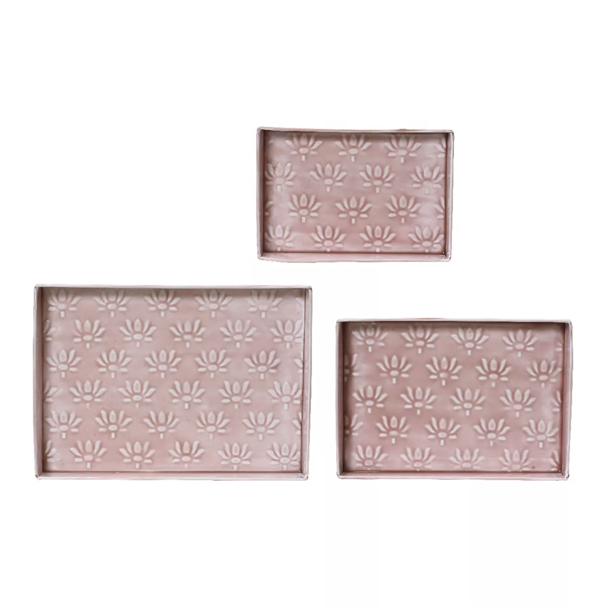 3er Set Deko-Tablett (34 x 24 cm) Fleurs d'Ésmée Blassrosa
