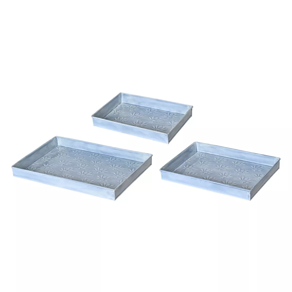 Set di 3 vassoi decorativi (34 x 24 cm) Fiori di Ésmée Blu