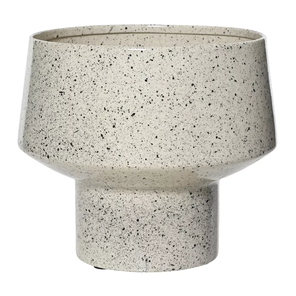Blumentopf Metall (H16 cm) Terrazzo Elfenbeinfarben