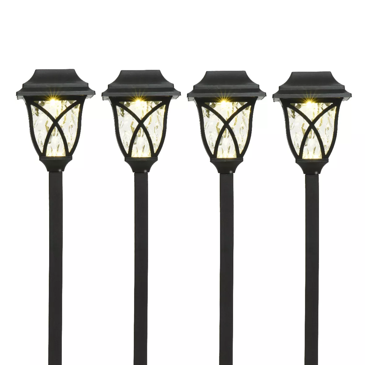 Boite couleur a 4 Solar pique jardin lumineux L10-W10-H33cm-1L noir