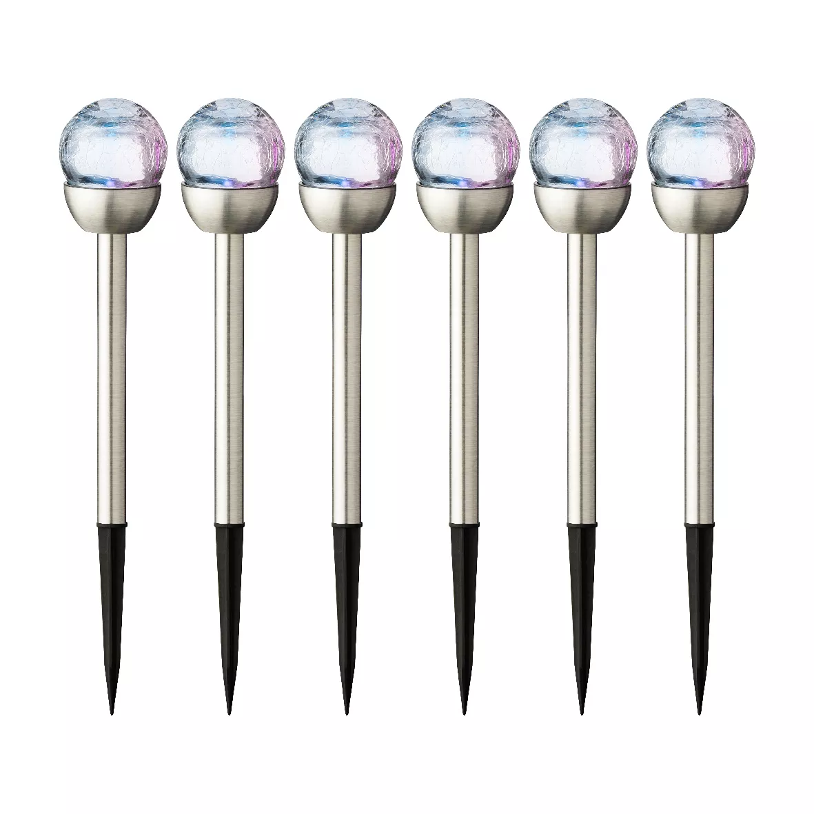 Lotto di 6 paletti da giardino solari Vetro effetto screpolato - Multicolore
