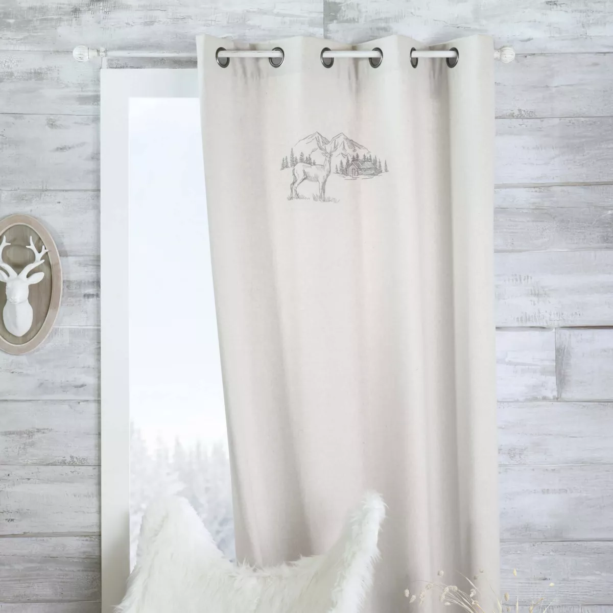 Rideau effet laine (135 x 260 cm) Planay Ecru