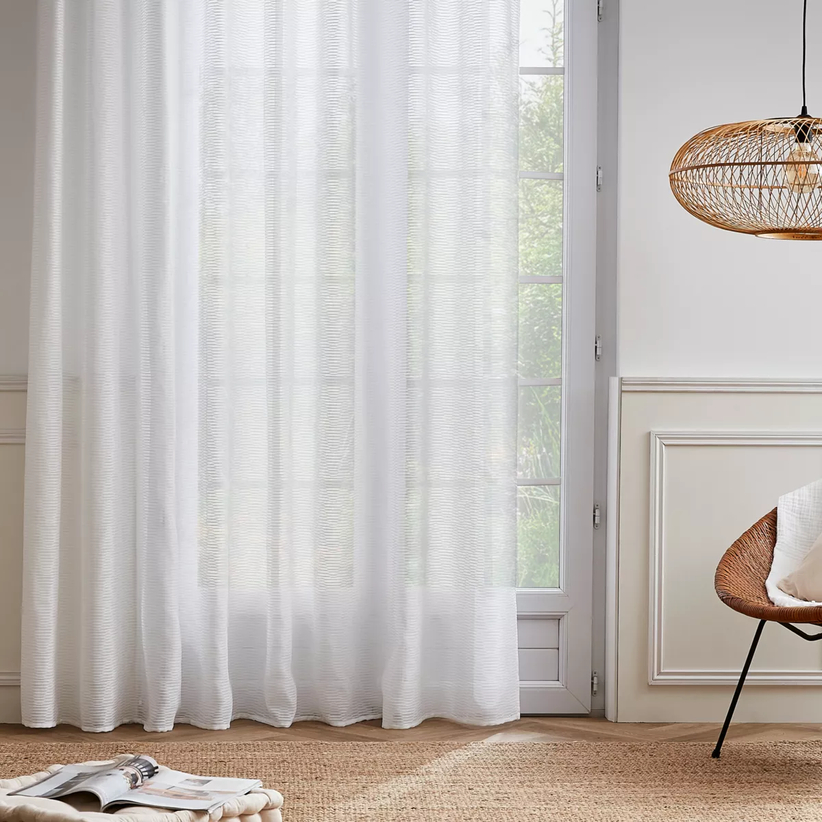 Tenda trasparente con passanti nascosti (280 x 240 cm) Maël Bianco