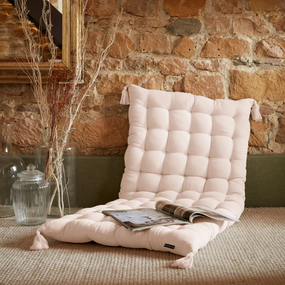 Matelas de sol gaze de coton (60 x 120 cm) Gaïa Rose poudré