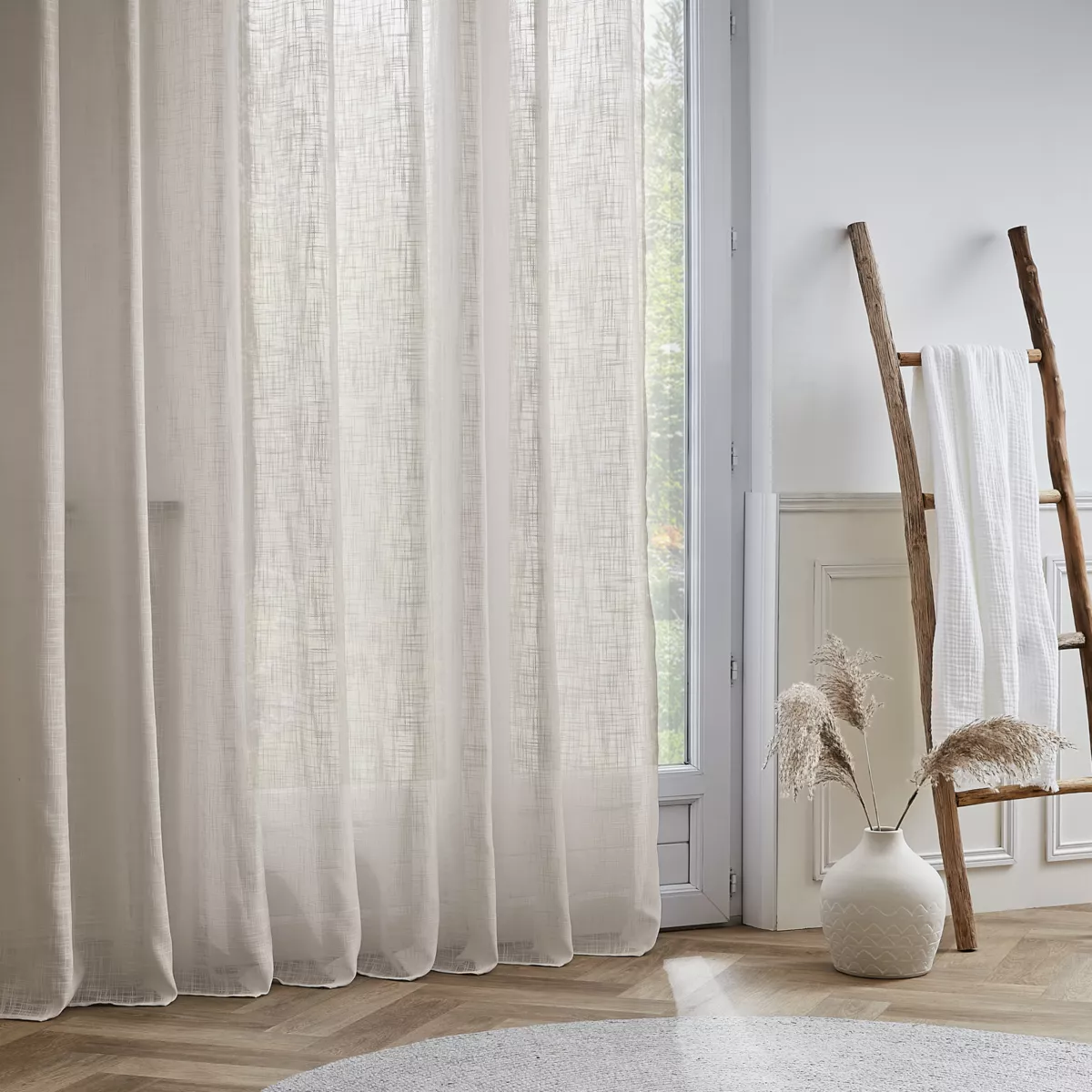Gardin med øjer i linnedeffekt (280 x 240 cm) Robin Beige