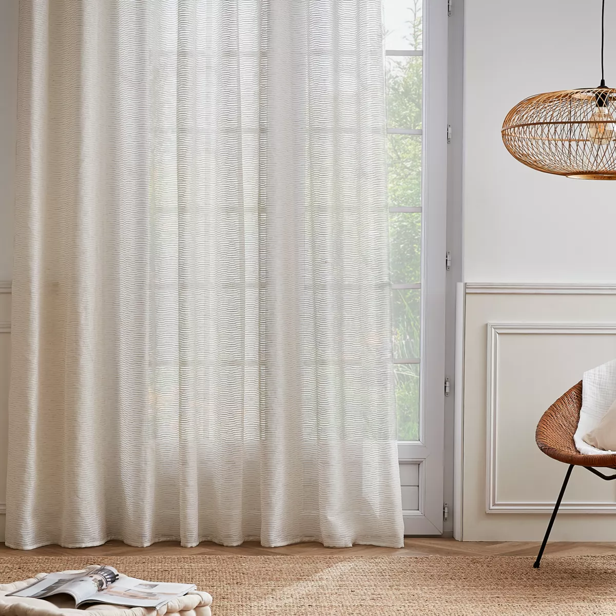 Tenda trasparente con passanti nascosti (280 x 240 cm) Maël Beige