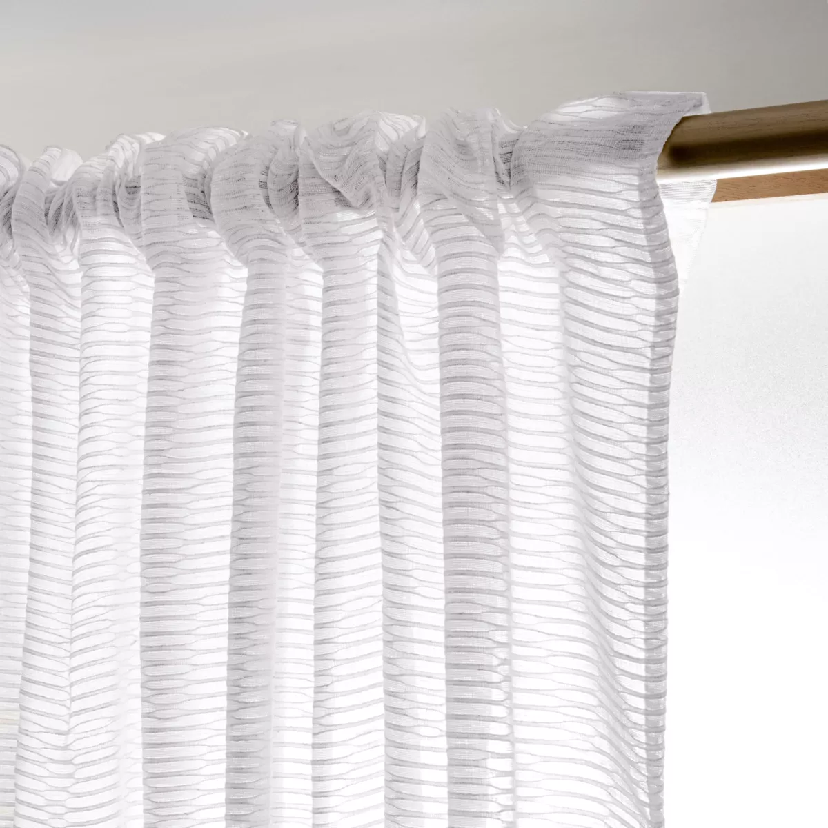 Tenda trasparente con nastri arricciati (140 x 240 cm) Maël Bianco