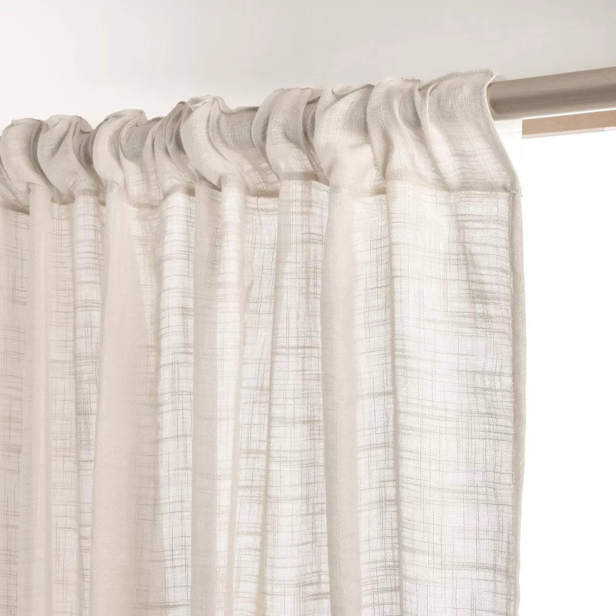 Tenda trasparente con nastri arricciati effetto lino (140 x 240 cm) Robin Beige