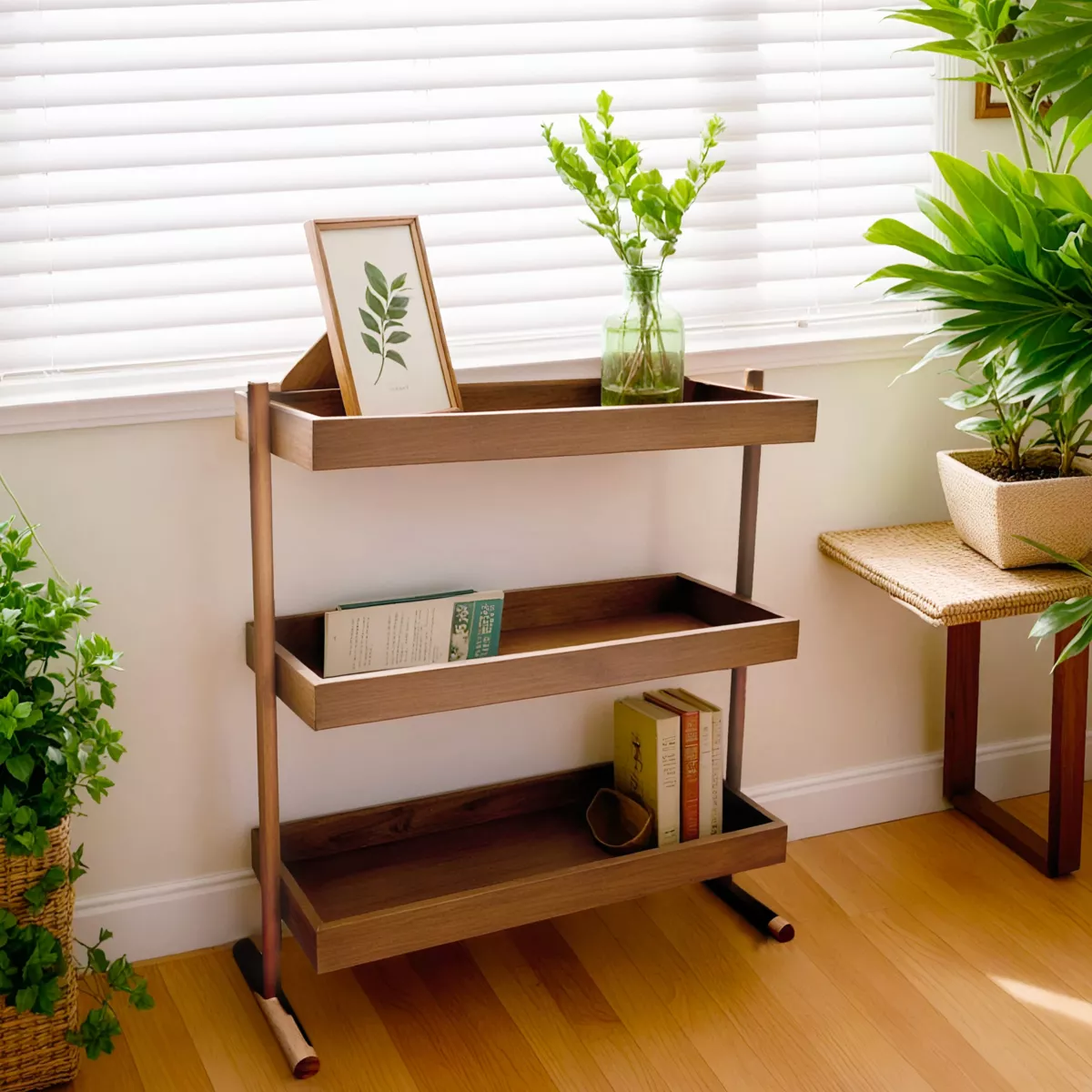 3-stufiges Fichtenholzregal (H70 cm) Nordica