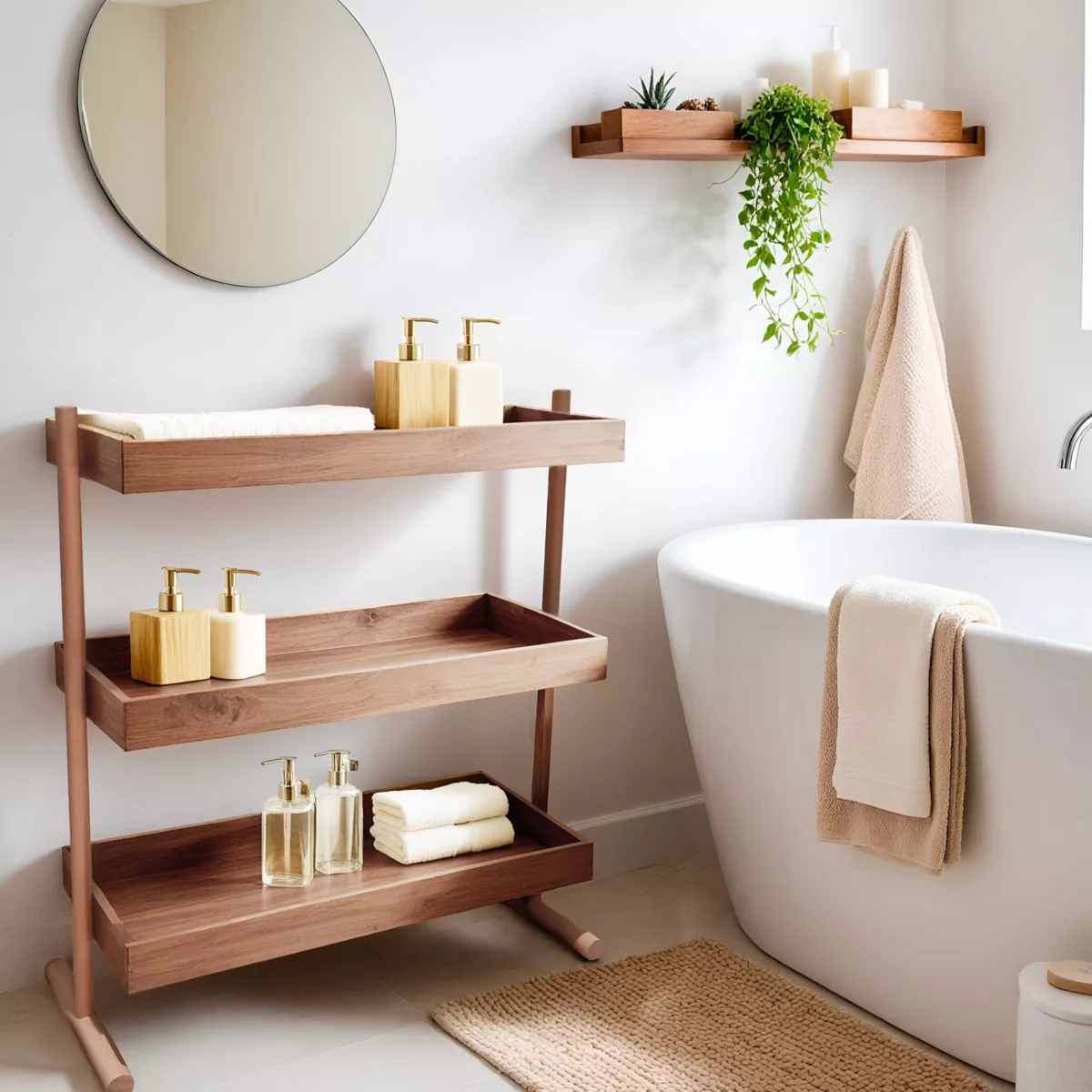 3-stufiges Fichtenholzregal (H70 cm) Nordica