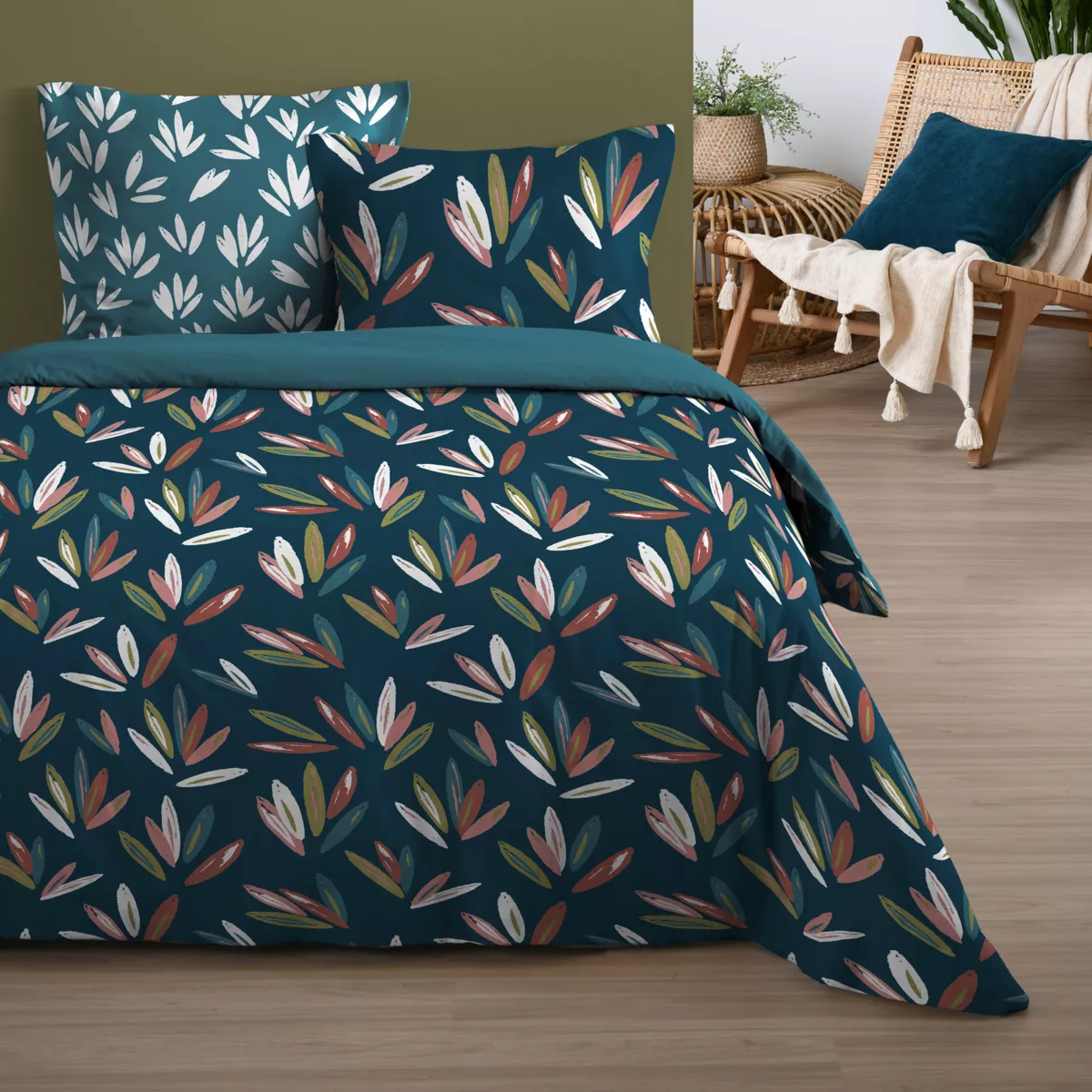 Housse de couette et deux taies coton (240 x 220 cm) Waldo Multicolore