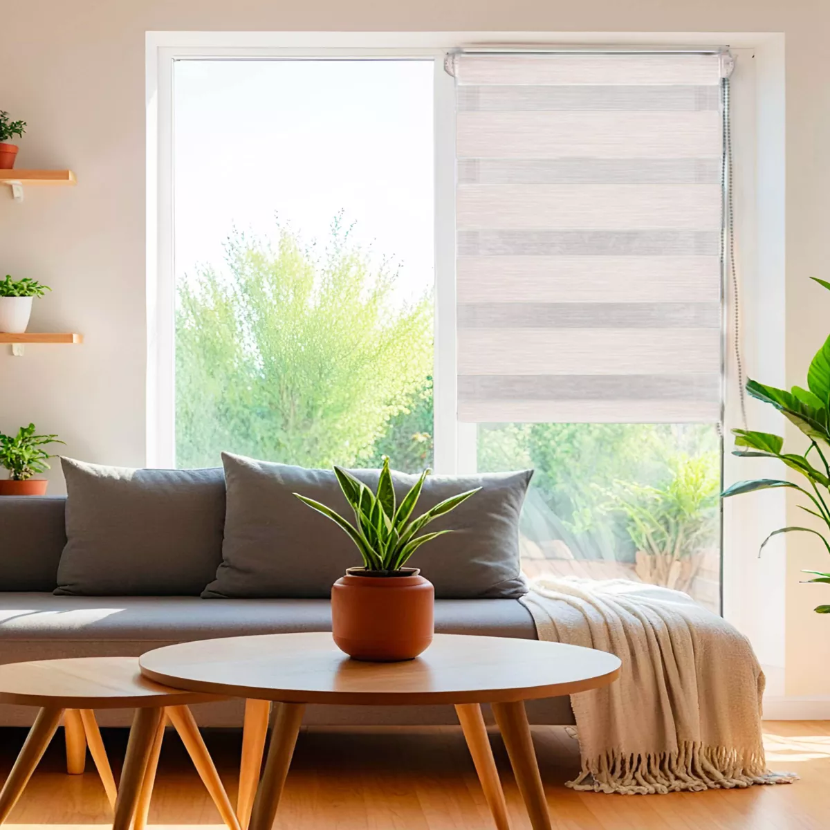 Estor enrollable  (45 x alto 180 cm) Día / Noche Beige veteado 2