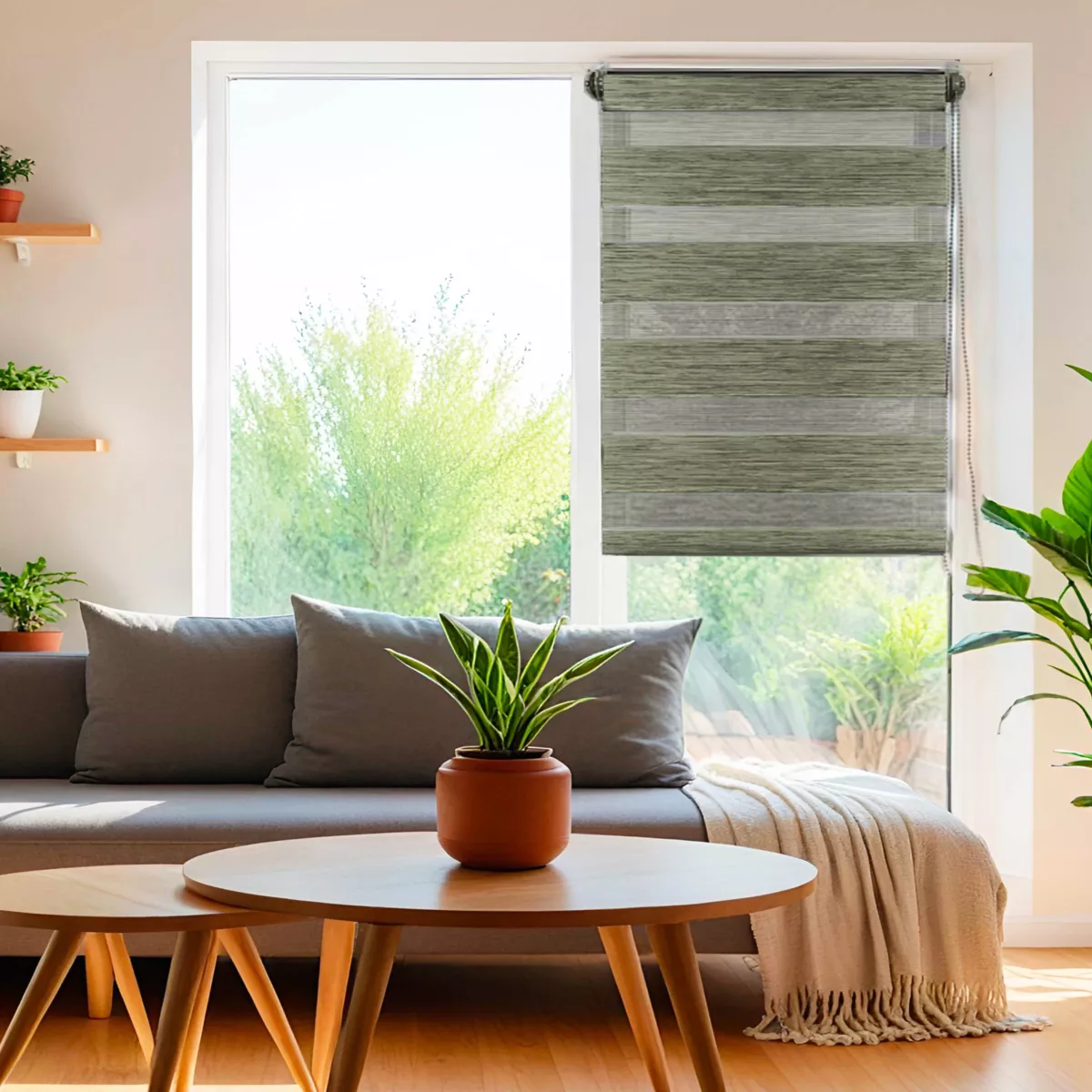 Store enrouleur Jour / Nuit (90 x 180 cm) Vert chiné