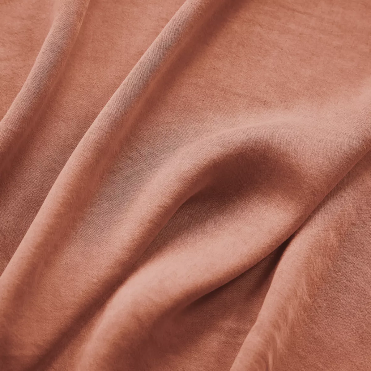 Drap housse lyocell Tencel™ lavé (200 x 200 cm) Olivia Terracotta