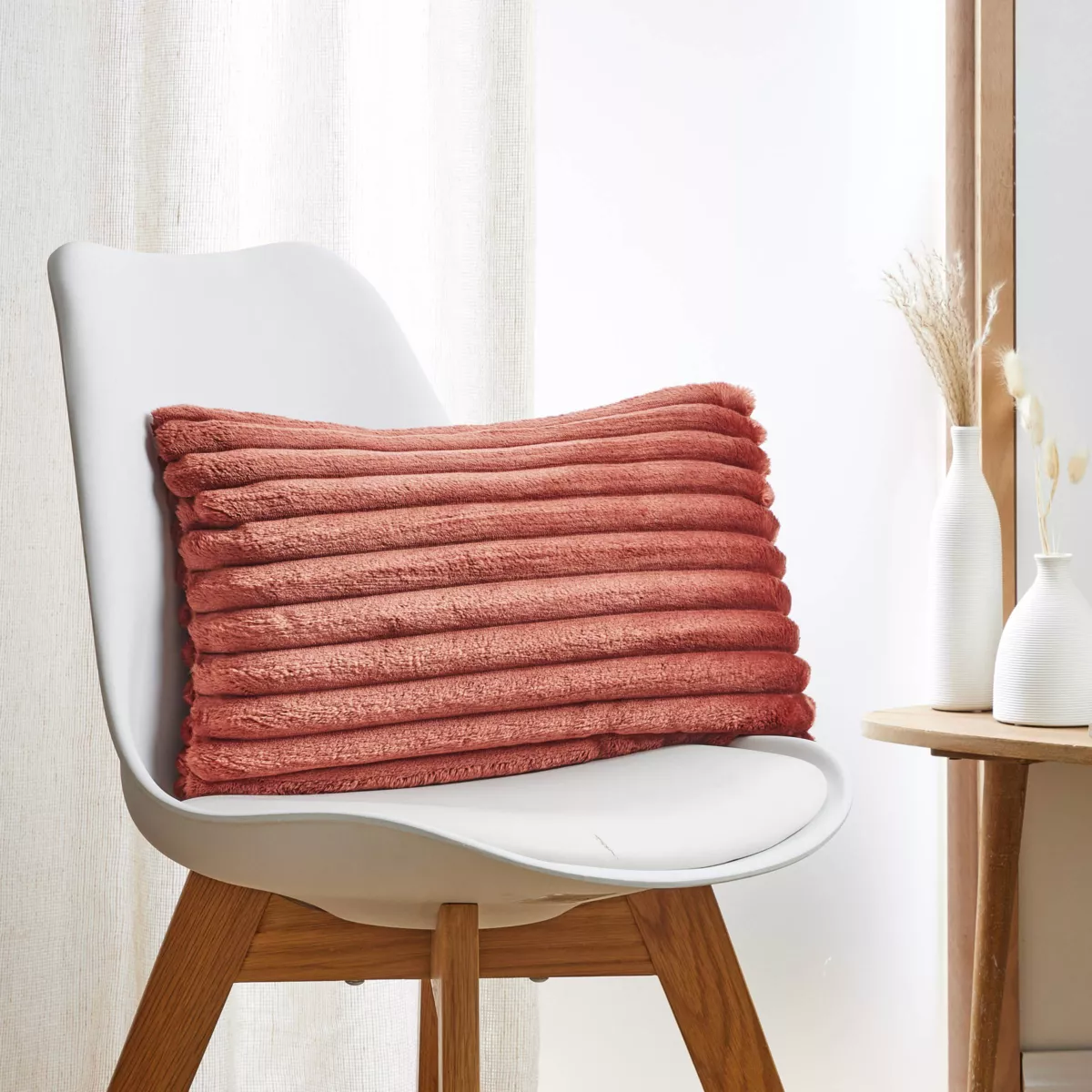 Housse de coussin rectangulaire flanelle (30 x 50 cm) Dune Terracotta