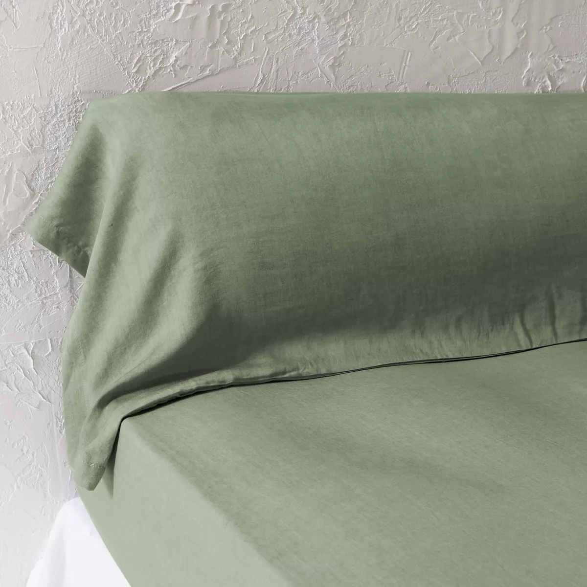 Taie de traversin lyocell Tencel™ lavé (27 x 185 cm) Olivia Vert romarin