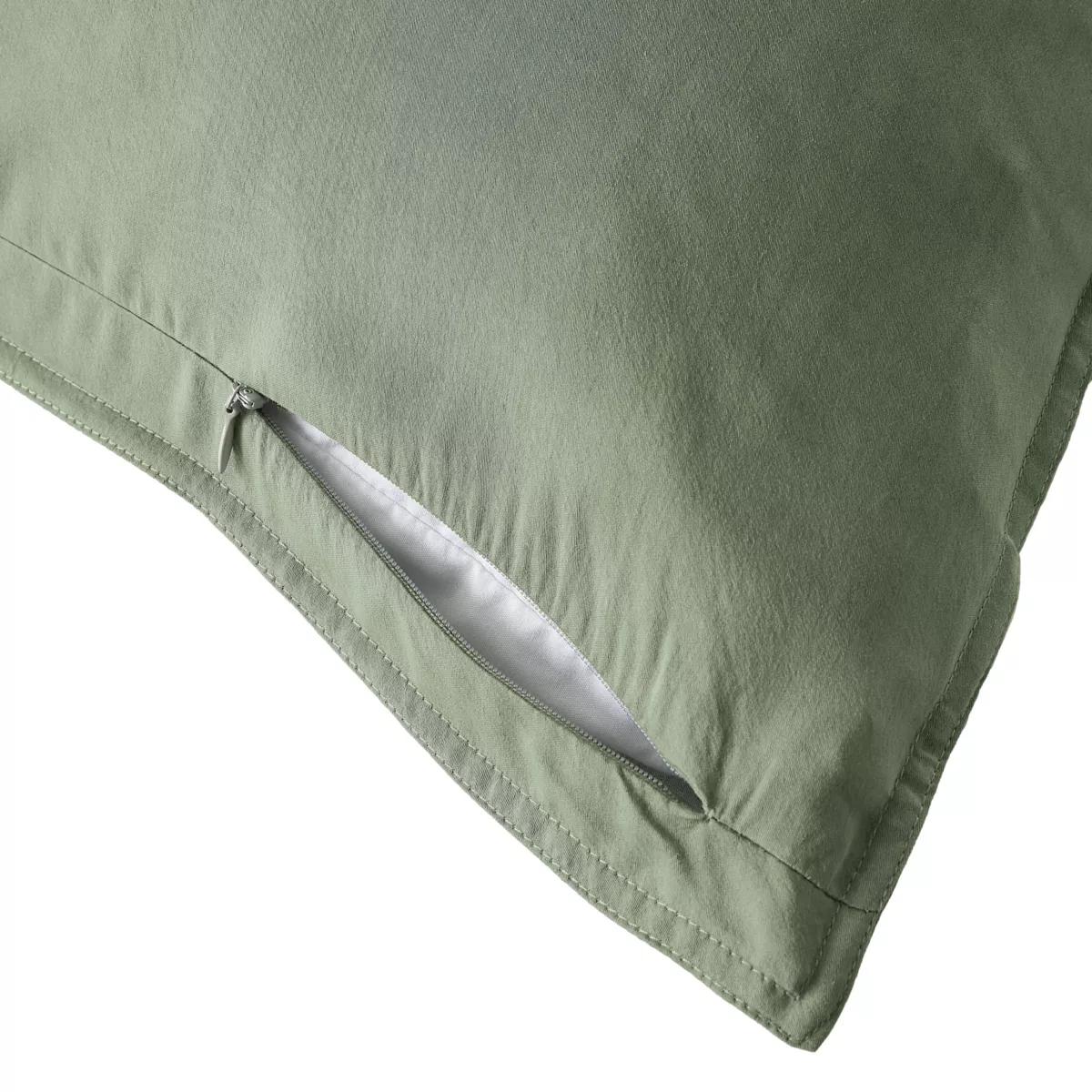 Taie d'oreiller rectangulaire lyocell Tencel™ lavé (50 x 70 cm) Olivia Vert romarin