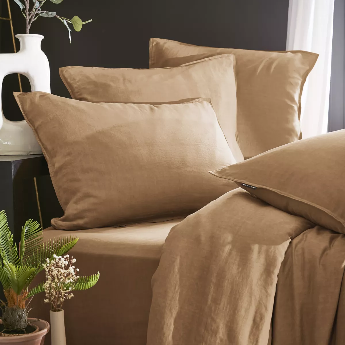 Bettbezug aus gewaschenem TENCEL™ Lyocell (200 x 200 cm) Olivia Camel