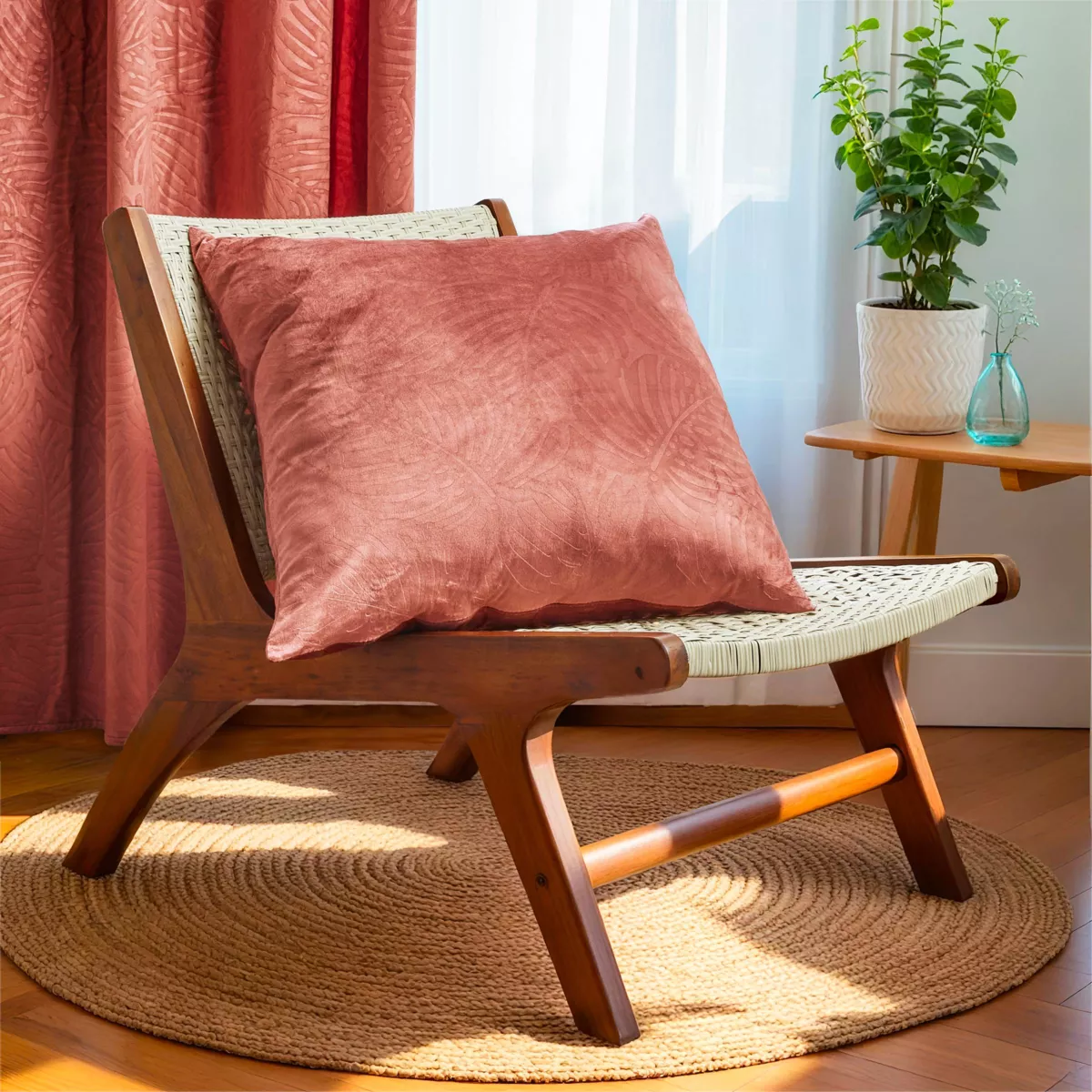 Cuscino quadrato velluto (60 x 60 cm) Fern Teracotta