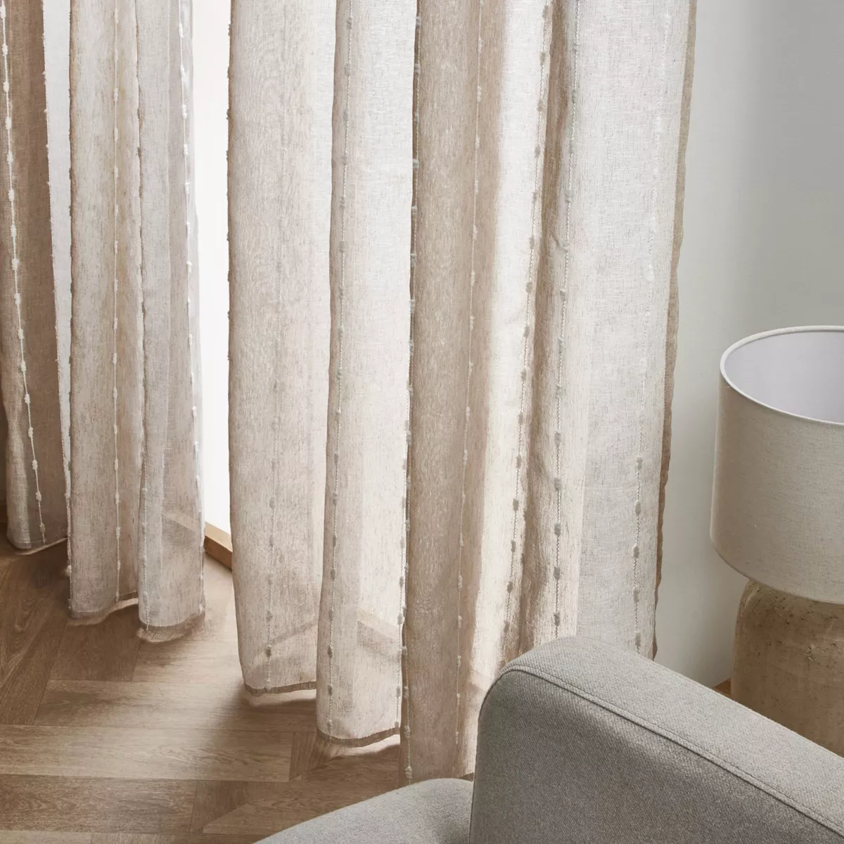 Voilage œillets pompons (140 x 240 cm) Axel Beige