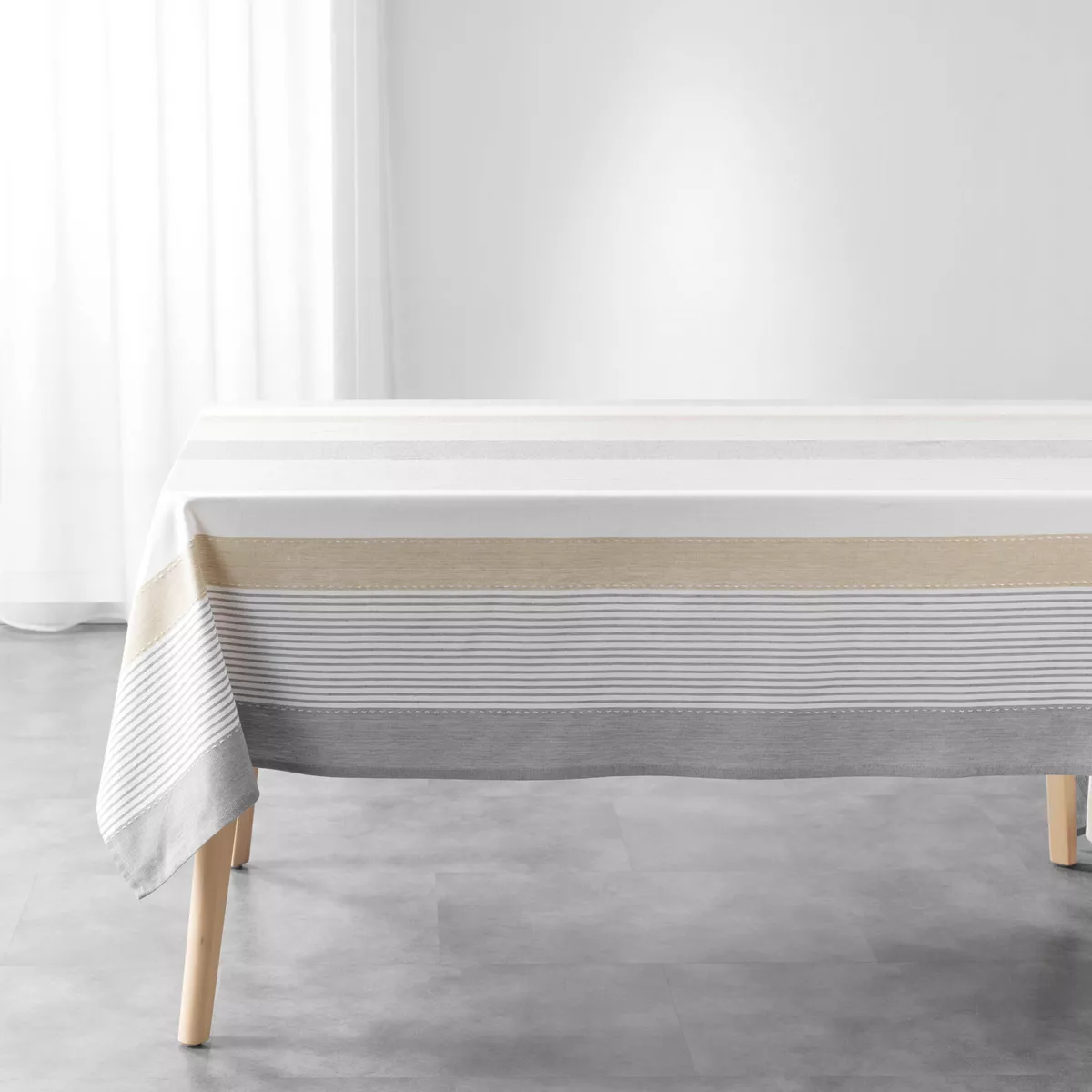 Rechthoekig geweven katoenen tafelkleed (140 x 240 cm) Iliade Wit