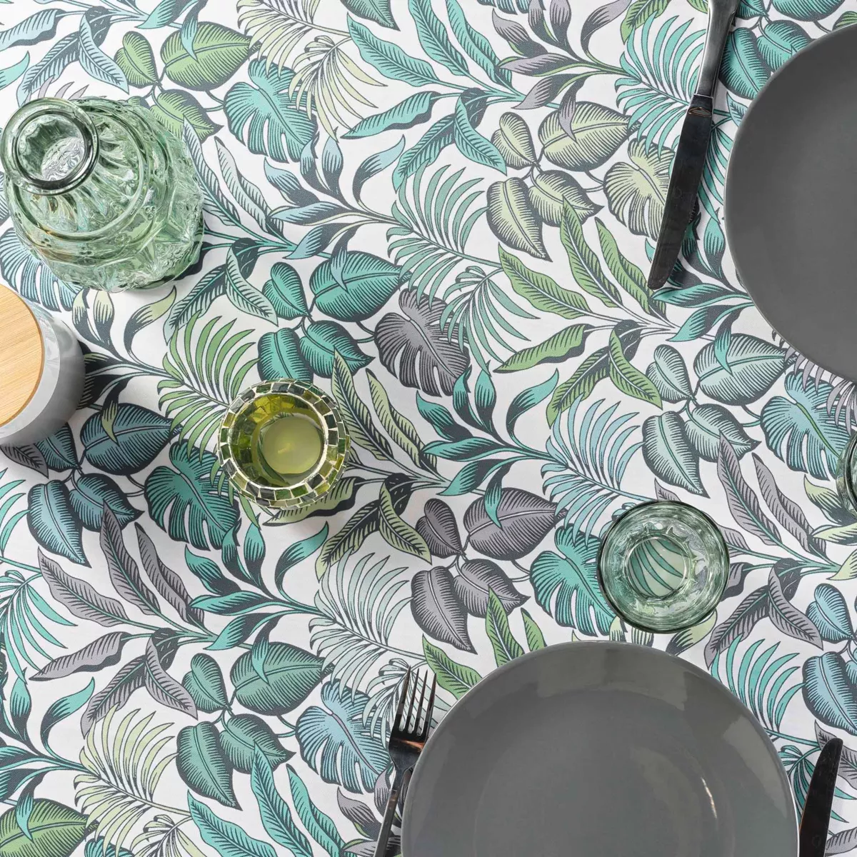 Nappe Rectangle (145 x 240 cm) Stylis Vert, Polyester ImprimŽ