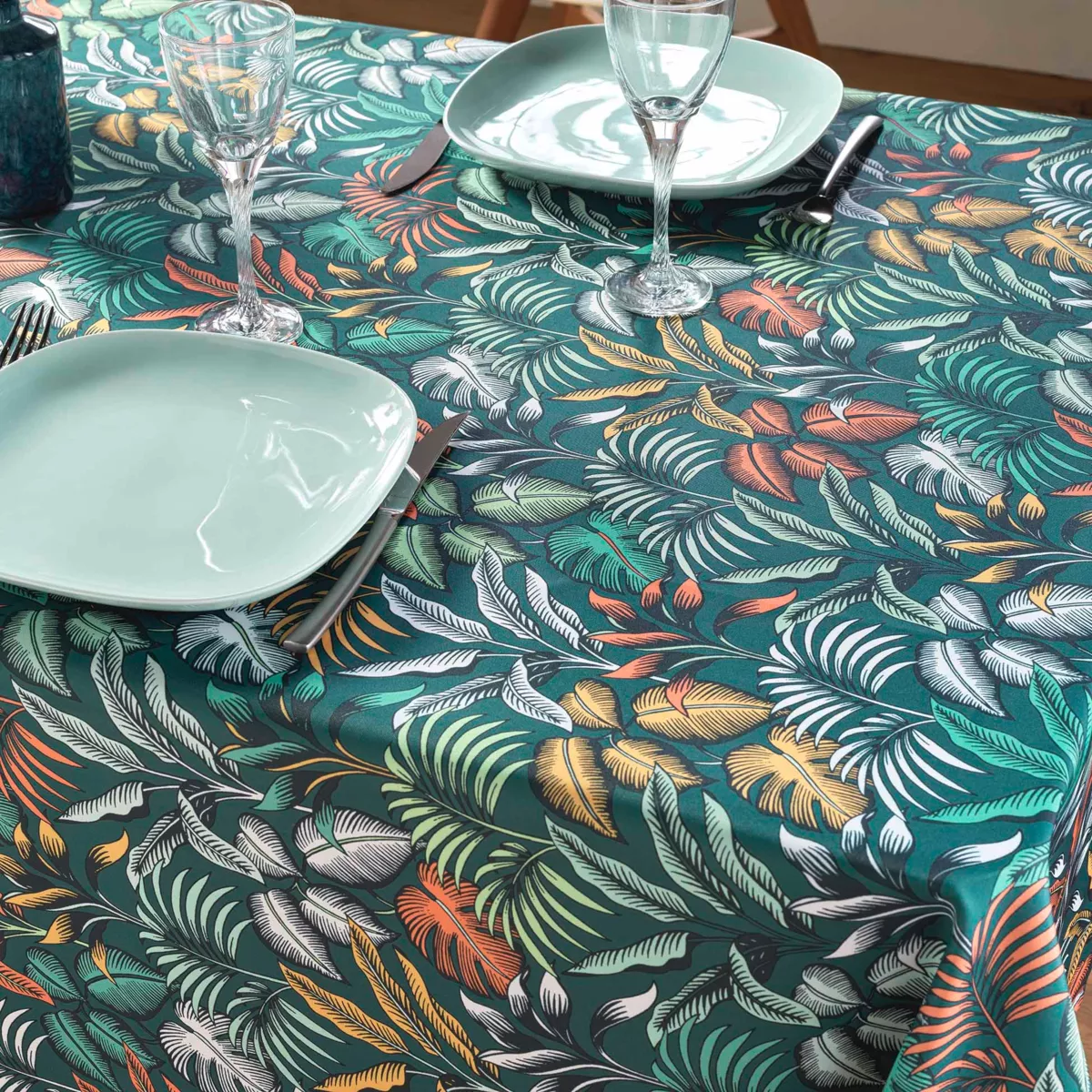 Nappe Rectangle (145 x 240 cm) Stylis Bleu, Polyester ImprimŽ