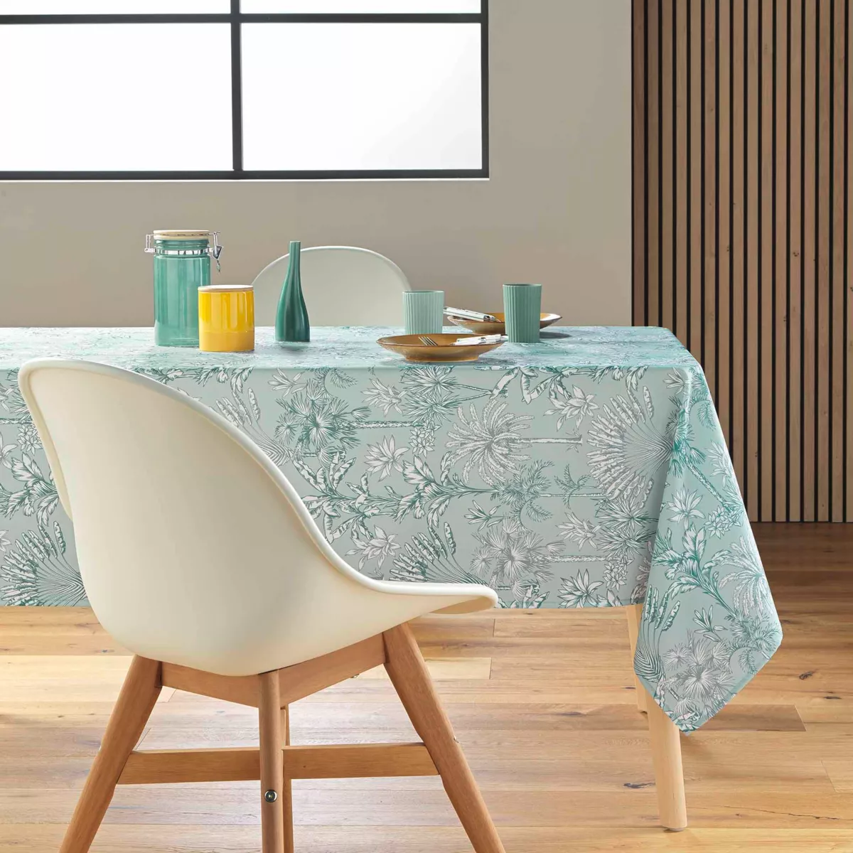 Fleckabweisende rechteckige Tischdecke (145 x 240 cm) Canarie Salbeigrün