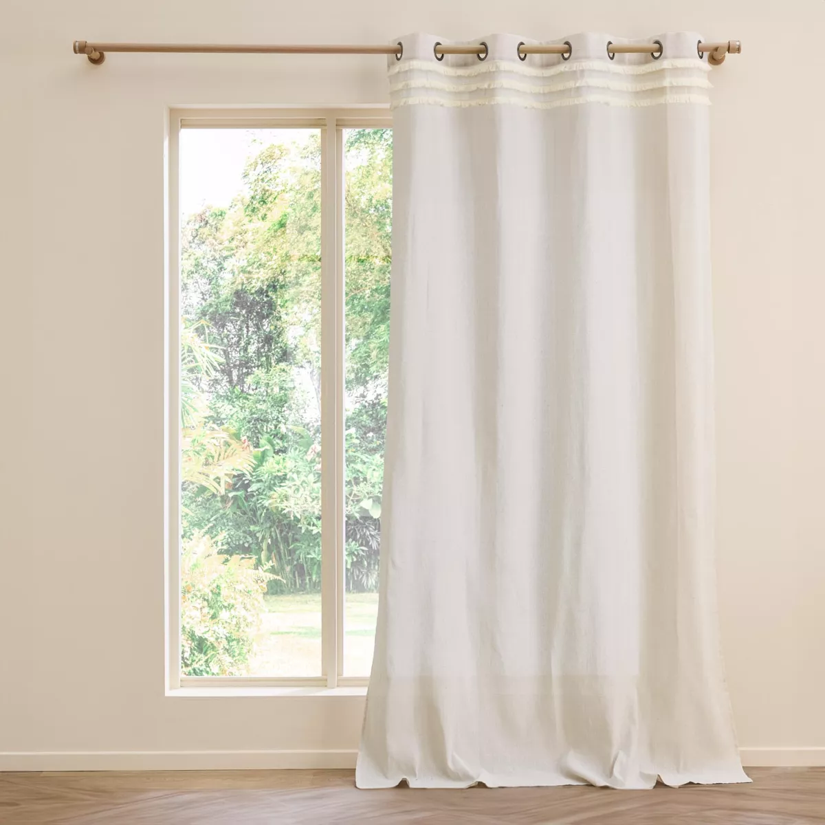 Rideau ˆ Oeillets (140 x 240 cm) Vertis, Polycoton avec Franges