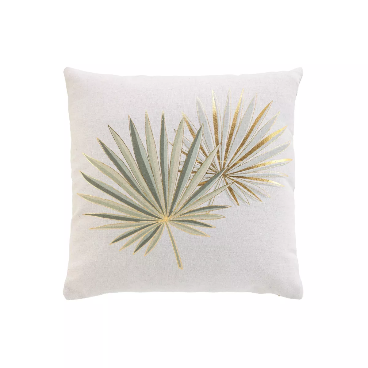 Coussin DŽhoussable (45 x 45 cm) Lotus Vert, Polycoton ImprimŽ MŽtallisŽ