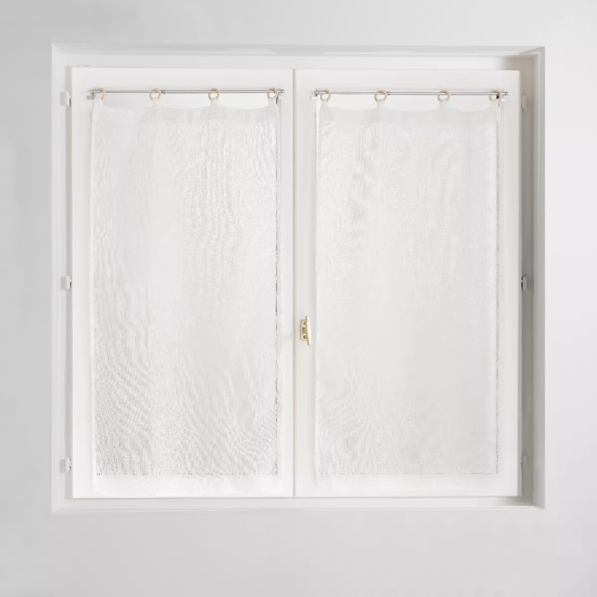 Paire de Voilages ˆ Oeillets Bois (2 x 60 x 160 cm) Minalisa Blanc, Voile TissŽ