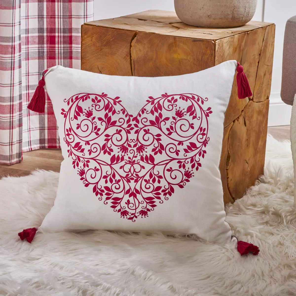 Cuscino quadrato in cotone (40 x 40 cm) Megeve Rosso 