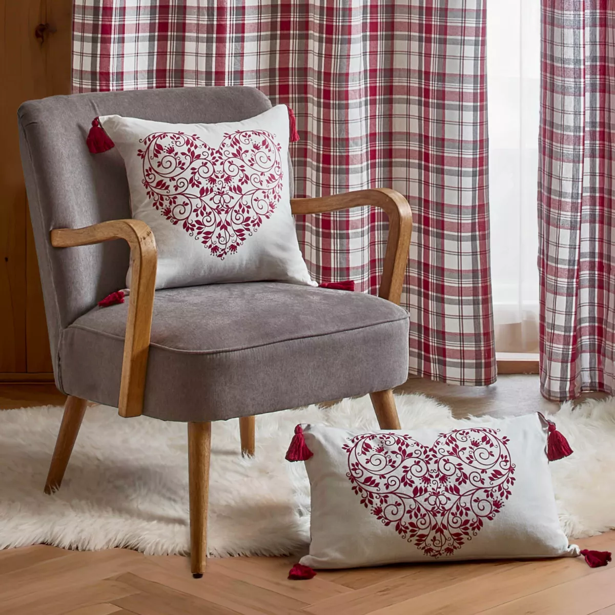 Coussin rectangulaire coton (30 x 50 cm) Megeve Rouge