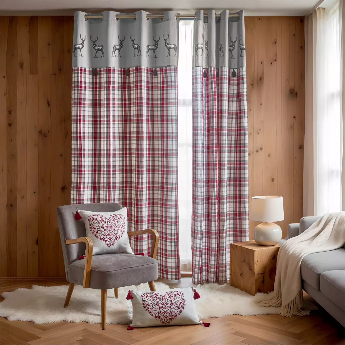 Rideau coton (140 x 180 cm) Megeve Rouge