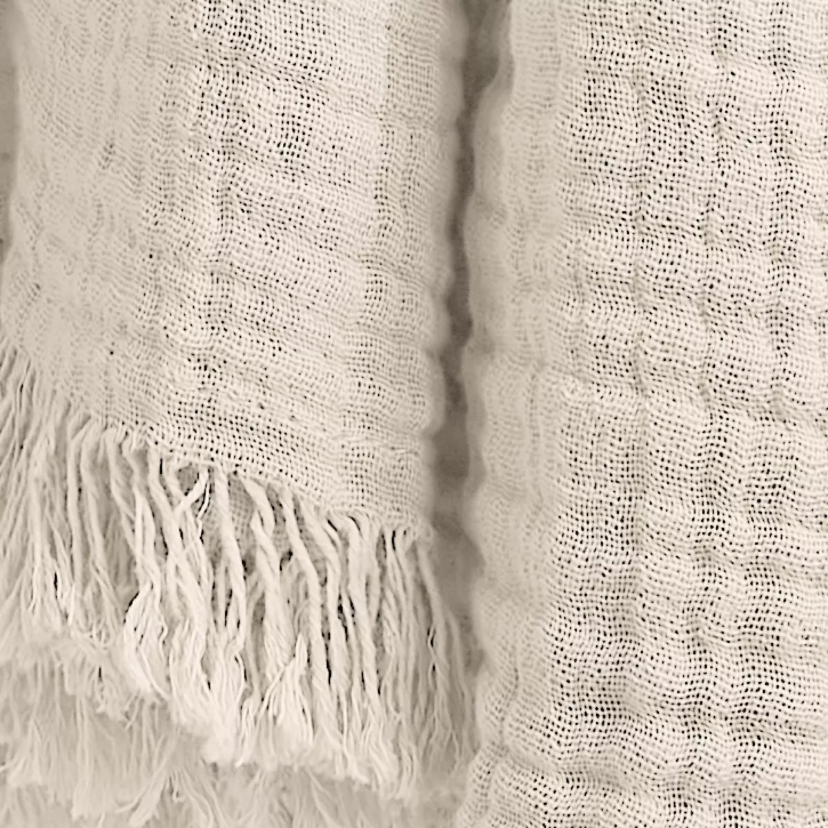 Plaid katoengaas (160 cm) Gaïa Beige 2