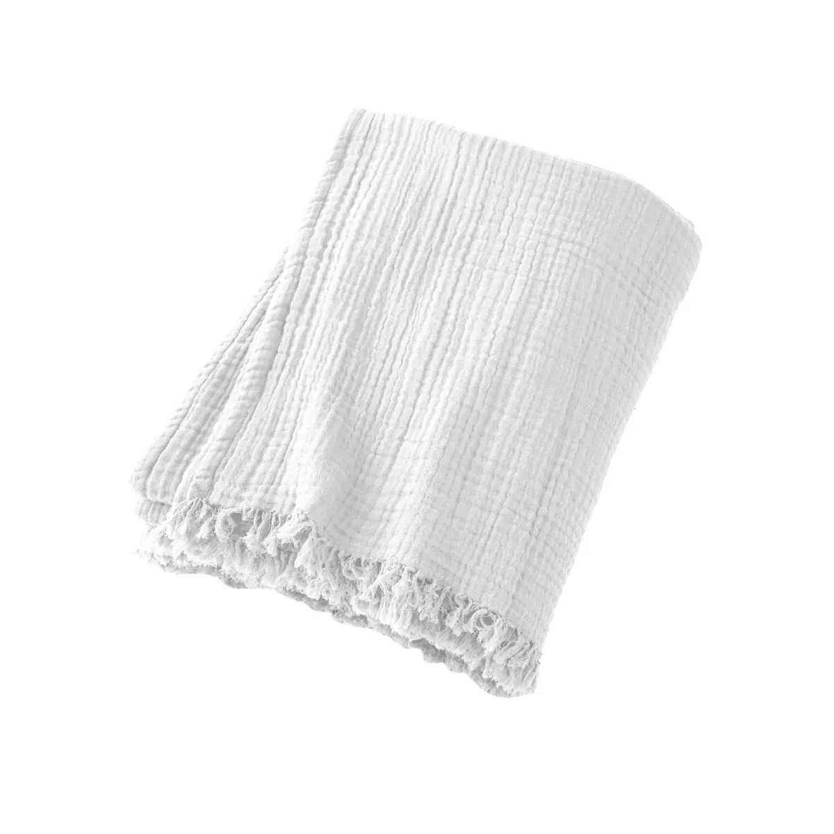 Manta en gasa de algodón (160 cm) Gaïa Blanco chantilly 3