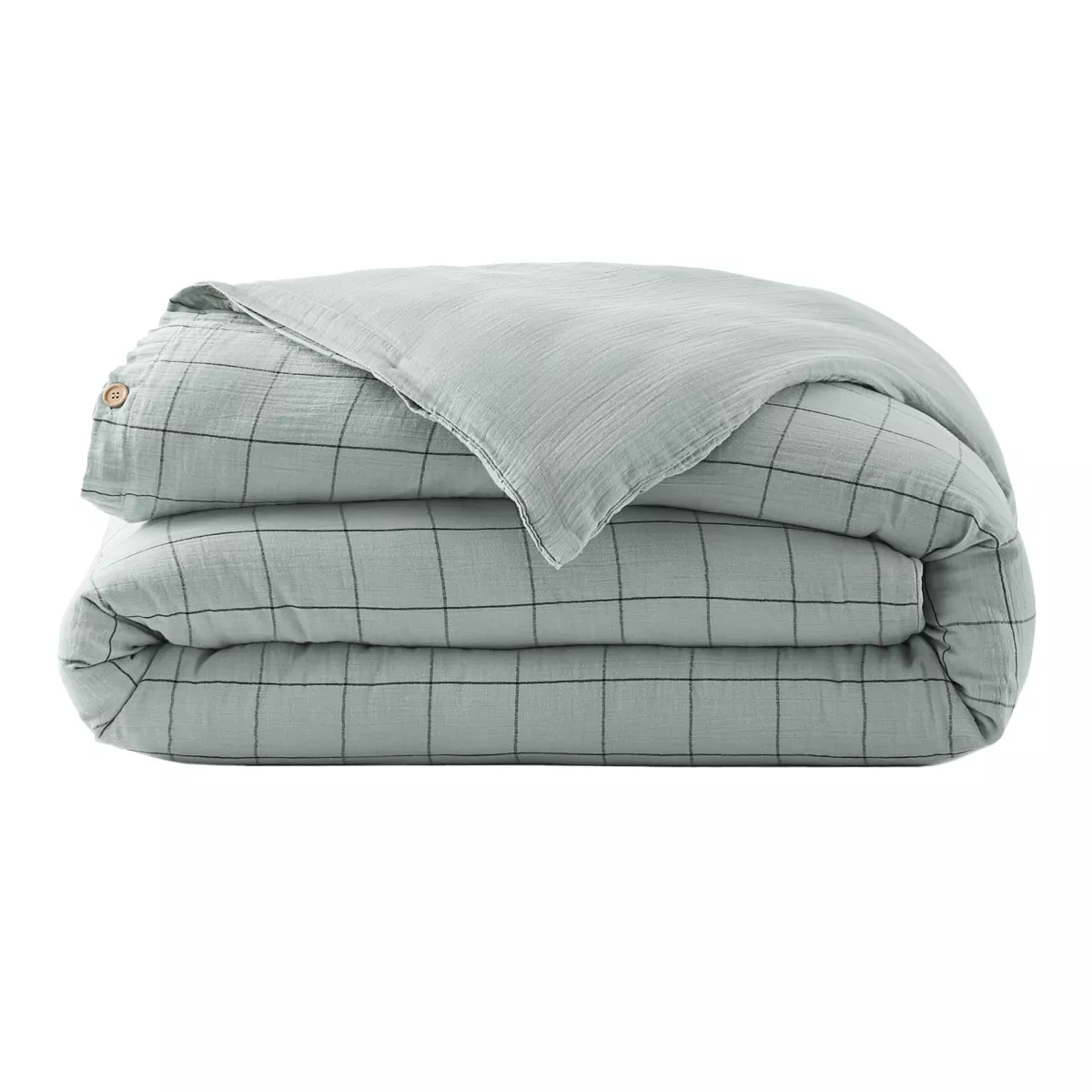 EM - Housse de couette rŽversible 240 x 220 cm Gaze de coton tissŽe teinte GAìA MATCH Eucalyptus