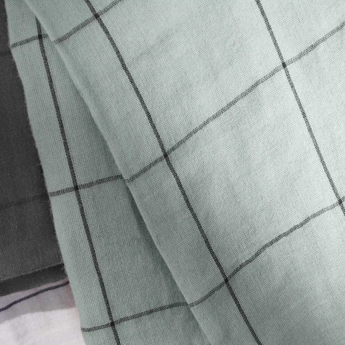 EM - Housse de couette rŽversible 260 x 240 cm Gaze de coton tissŽe teinte GAìA MATCH Eucalyptus